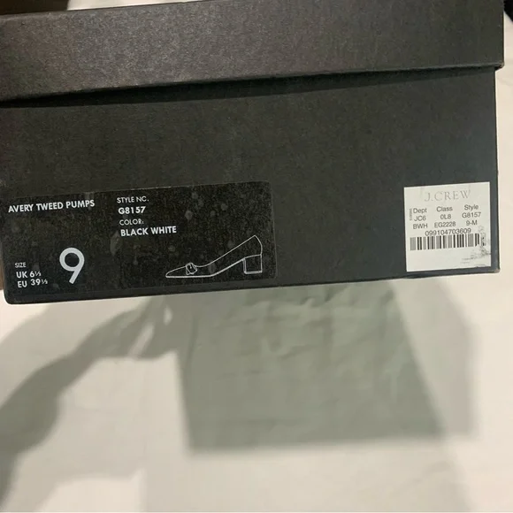 J. Crew Avery Black and White Tweed Pointed Toe Pumps with Bow Size 9 - Picture 5 of 5